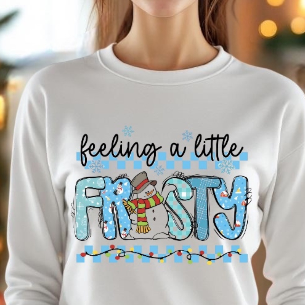 Feeling a Little Frosty Christmas T-shirt S M L XL XXL White trending New Custom